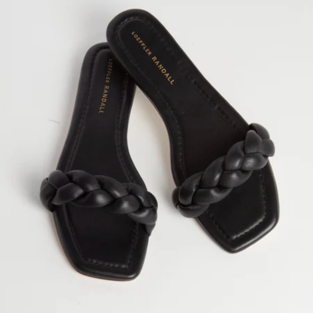 Loeffler Randall Black Leather Braided Sandals